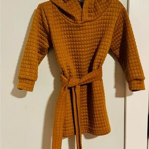 Cozy Quilted Hooded Sweater Dress in Rust